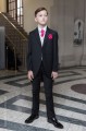 Boys Black & Ivory Tail Suit with Hot Pink Cravat Set - Philip