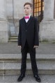 Boys Black Tail Coat Suit with Hot Pink Bow Tie - Ralph