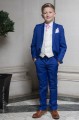 Boys Electric Blue & Ivory Suit with Baby Pink Cravat - Bradley