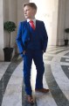 Boys Electric Blue Suit with Red Tie - Barclay