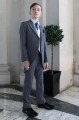 Boys Grey & Ivory Tail Suit with Royal Cravat Set - Melvin