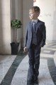 Boys Grey & Navy Scroll Jacket Suit - Oliver