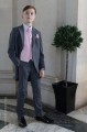 Boys Grey & Pink Diamond Tail Coat Suit - Edwin