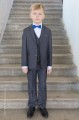 Boys Grey Jacket Suit with Royal Dickie Bow - Oscar