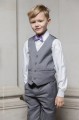 Boys Light Grey Shorts Suit with Lilac Dickie Bow - Harry