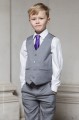 Boys Light Grey Shorts Suit with Purple Tie - Harry