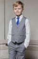 Boys Light Grey Shorts Suit with Royal Blue Tie - Harry