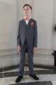 Boys Grey Tail Coat Suit with Orange Dickie Bow Set - Earl