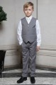 Boys Light Grey Trouser Suit with Ivory Tie - Thomas