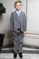 Boys Light Grey Jacket Suit with Sky Blue Tie - Perry