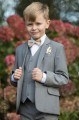 Boys Light Grey Suit with Champagne Bow & Hankie - Perry