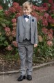 Boys Light Grey Suit with Navy Bow & Hankie - Perry
