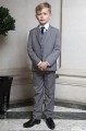 Boys Light Grey Jacket Suit with Navy Tie - Perry