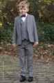 Boys Light Grey Jacket Suit with Purple Dickie Bow - Perry