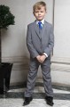 Boys Light Grey Jacket Suit with Royal Blue Tie - Perry