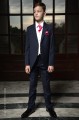 Boys Navy & Ivory Tail Suit with Hot Pink Cravat Set - Darcy