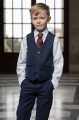 Boys Navy Shorts Suit with Burgundy Tie - Leo