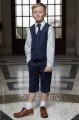 Boys Navy Shorts Suit with Navy Tie - Leo