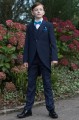 Boys Navy Tail Coat Suit with Peacock Dickie Bow Set - Edward