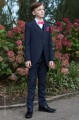 Boys Navy Tail Coat Suit with Hot Pink Dickie Bow Set - Edward
