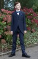 Boys Navy Tail Coat Suit with Royal Dickie Bow Set - Edward