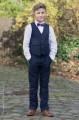 Boys Navy Trouser Suit with Purple Dickie Bow - Joseph