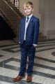 Boys Royal Blue & Ivory Suit with Navy Cravat Set - Walter