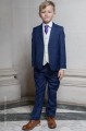 Boys Royal Blue & Ivory Suit with Purple Tie - Walter