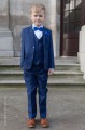 Boys Royal Blue Suit with Bow & Hankie - George