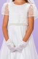 Peridot White Flock Spot Communion Dress - Style Laura