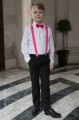 Boys Black Trouser Suit with Hot Pink Braces - Giles
