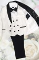 Boys Ivory & Black Double Breasted Tuxedo Suit - Henry