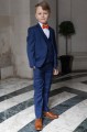 Boys Royal Blue Suit with Orange Bow Tie - George