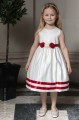 Girls Ivory with Red Flower Corsage Dress & Bolero - Libby