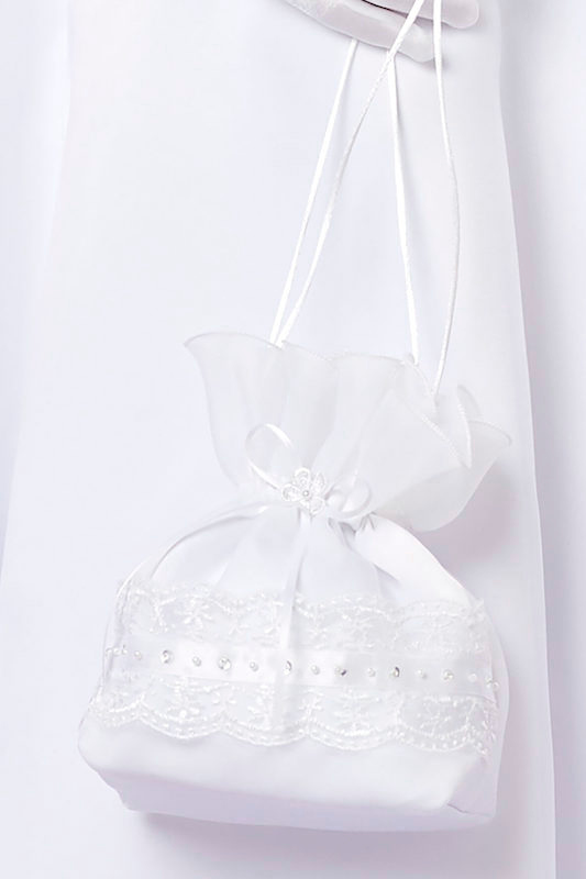 Peridot Girls White Scalloped Lace Dolly Bag - Style Amelia