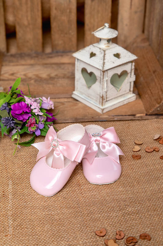 Baby Girls Pink Diamant Bow Patent Shoes by Baypods