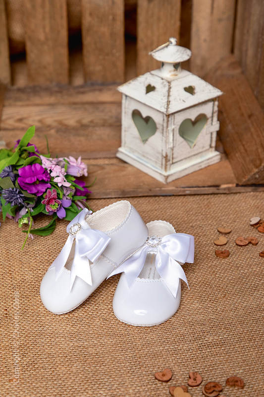Baby Girls White Diamant Bow Patent Shoes by Baypods