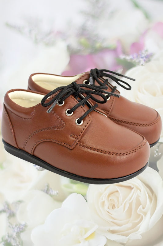 Boys Brown Matt Leather Lace Up Shoes - Royal