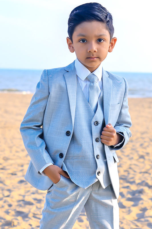 Boys Light Blue Tailored Fit Jacket Suit - Jackson