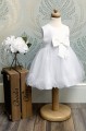 White Bow Baby Flower Girl Dress with Bolero - Katie