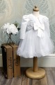 White Bow Baby Flower Girl Dress with Bolero - Katie