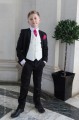 Boys Black & Ivory Suit with Hot Pink Cravat Set - Roland