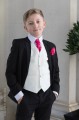 Boys Black & Ivory Suit with Hot Pink Cravat Set - Roland