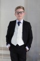 Boys Black & Ivory Suit with Navy Tie - Roland