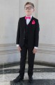 Boys Black Suit with Hot Pink Bow & Hankie - Marcus