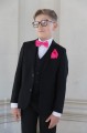 Boys Black Suit with Hot Pink Bow & Hankie - Marcus