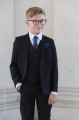 Boys Black Suit with Navy Cravat Set - Marcus