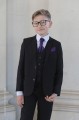 Boys Black Suit with Purple Cravat Set - Marcus