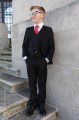 Boys Black Suit with Red Tie - Marcus