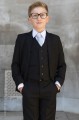 Boys Black Suit with Silver Tie - Marcus